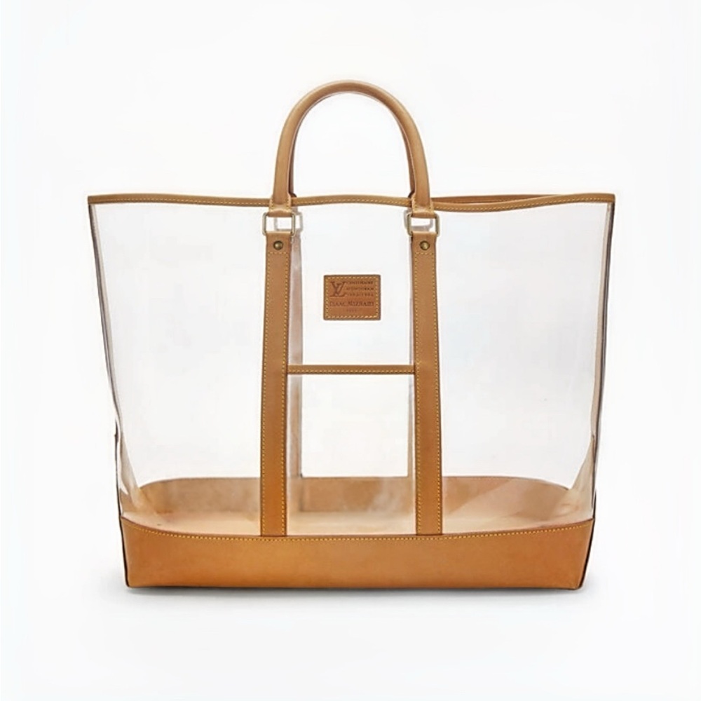 Louis Vuitton Stunning Large Resort Weekender Beach Tote bag Clear w Leather -